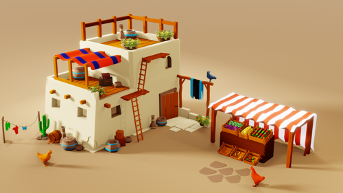LowPoly Desert House preview image